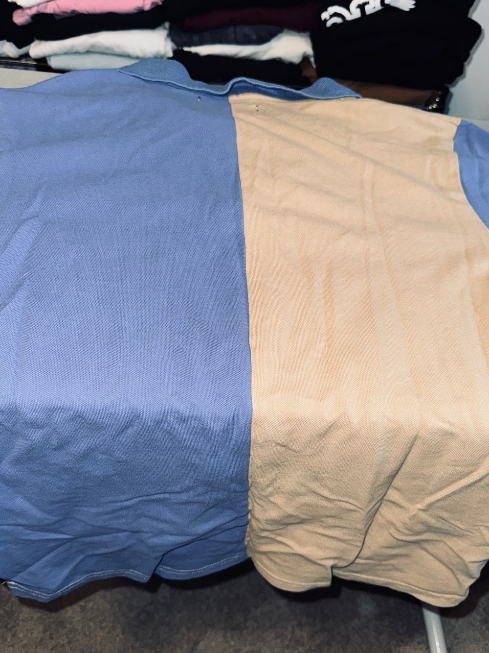 Two-Tone Polo Shirt in Peach & Periwinkle - Picture 6 of 6